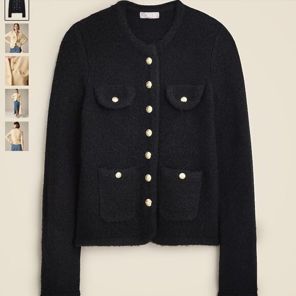 NWT J. Crew Textured Sweater Lady Jacket Black Gold Buttons Sz XL - Picture 1 of 7